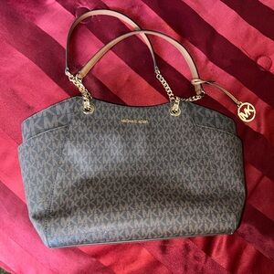 Michael Kors Signature Brown Tote with Gold Accents